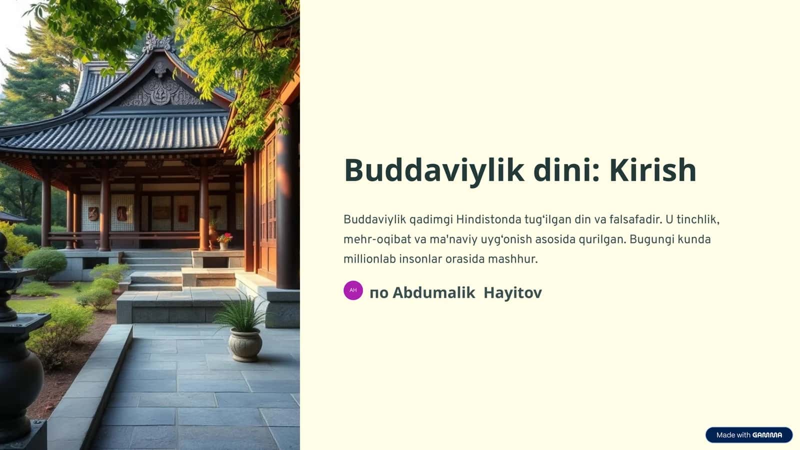 Buddaviylikning asosiy tamoyillari 1
