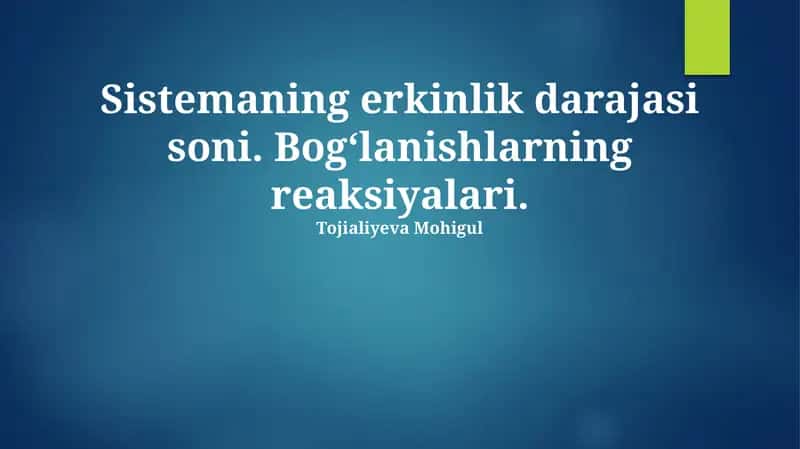 Bog'lanishlar Reaksiyalariga 1