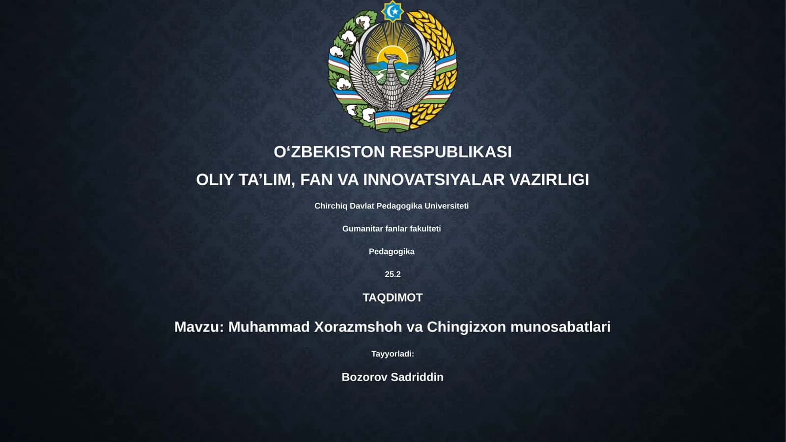 Muhammad Xorazmshoh va Chingizxon munosabatlari 1