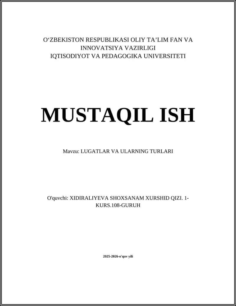 LUG'ATLAR VA ULARNING TURLARI 1