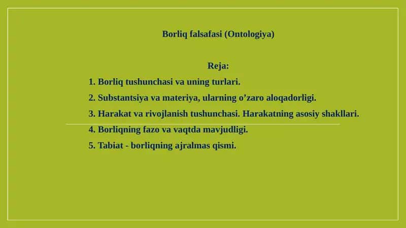 Borliqfalsafasi(Ontologiya) 1