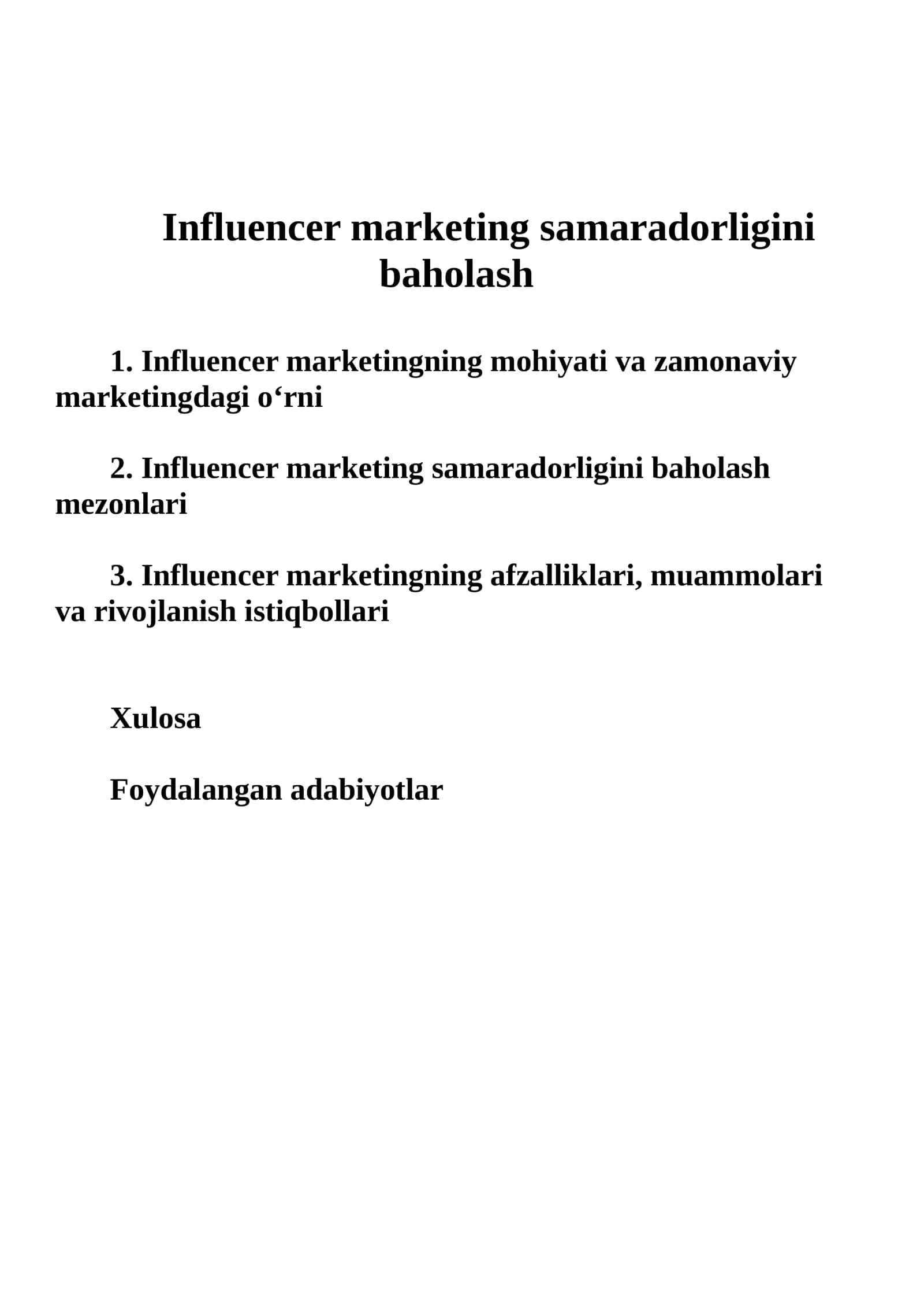 Influencer marketing samaradorligini baholash 1