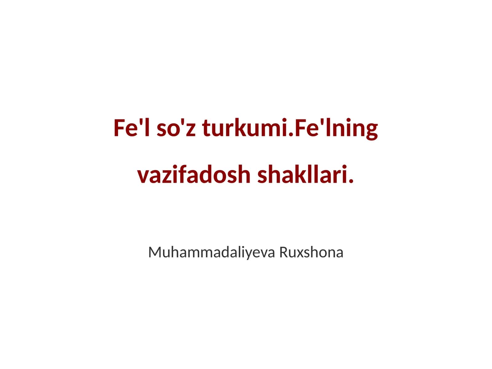 Fe'l so'z turkumi 1