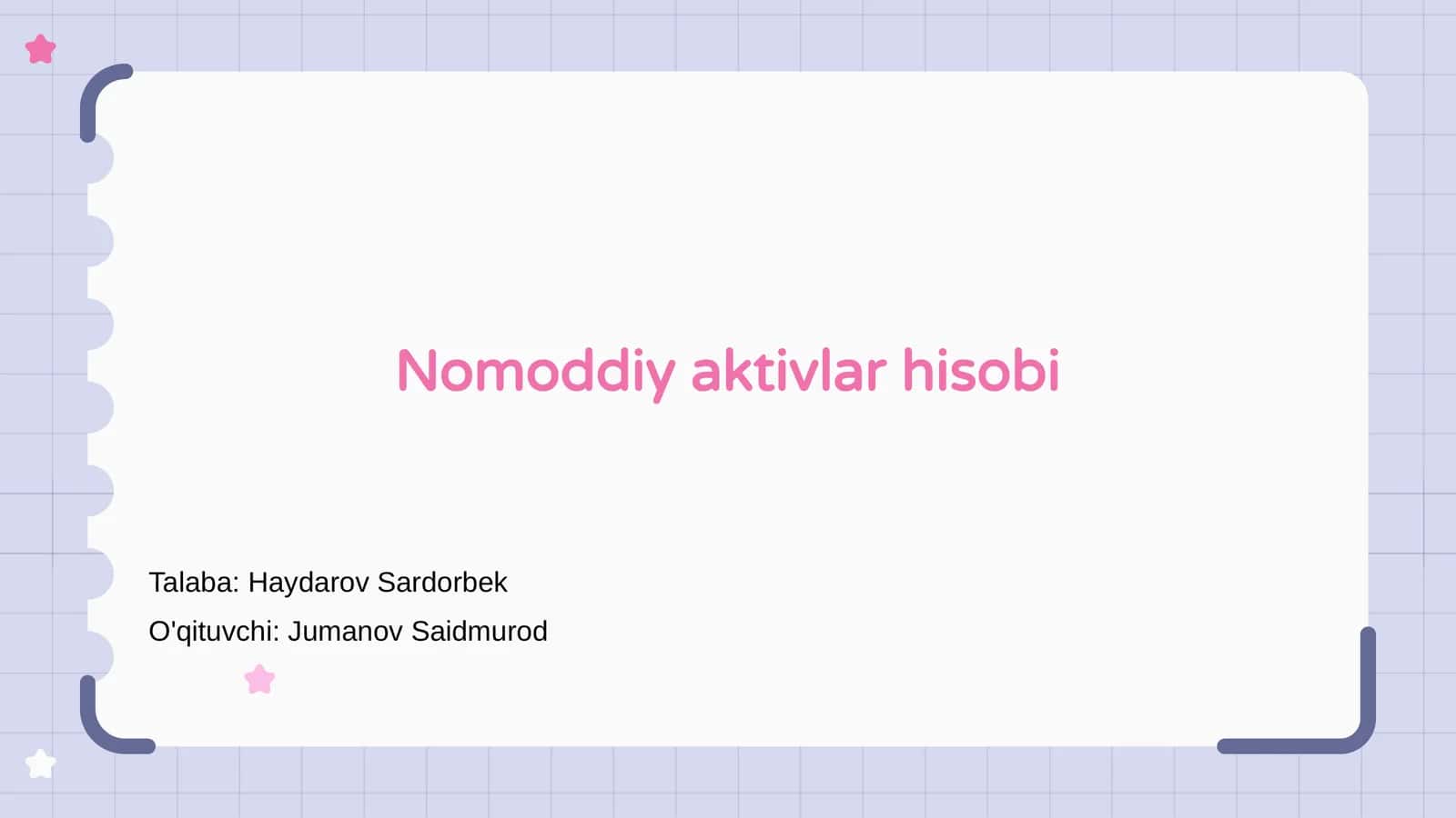 Nomoddiy aktivlar hisobi 1