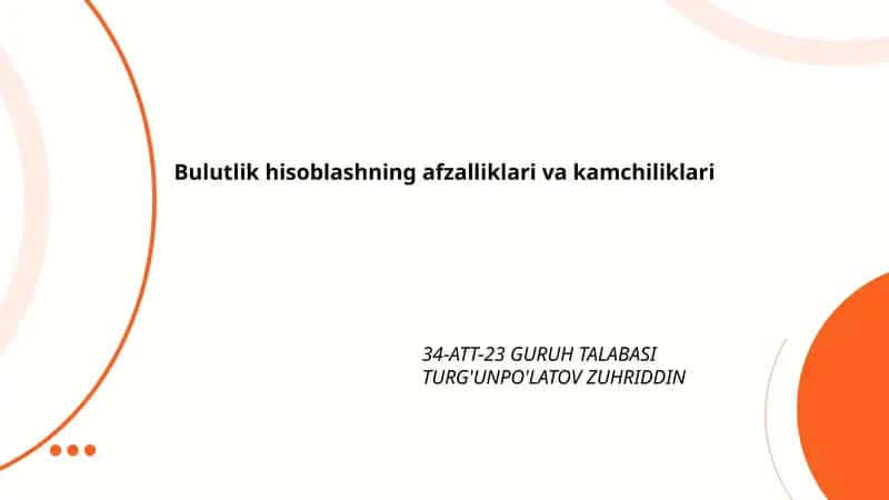 Bulutlik hisoblashning afzalliklari va kamchiliklari 1