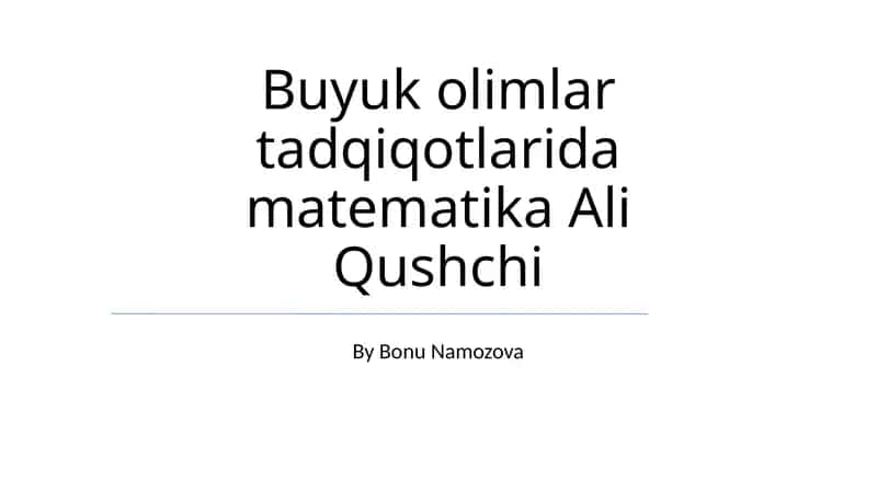 Matematika Ali Qushchi Tadqiqotlari 1