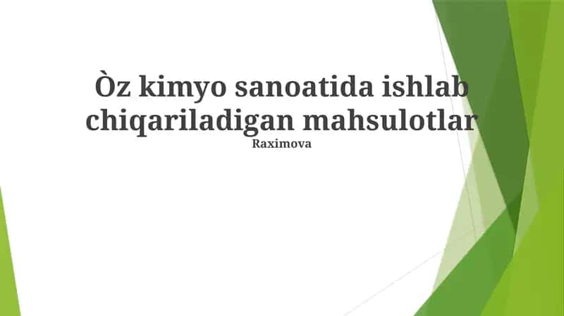 Mahsulotlar kimyo sanoati 1