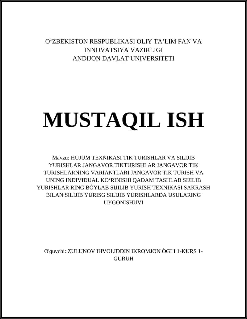 HUJUM TEXNIKASI TIK TURISHLAR VA SILIJIB YURISHLAR 1