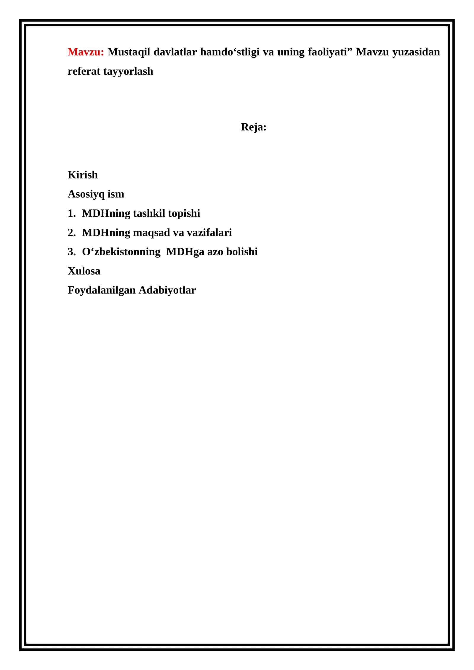 Mustaqil davlatlar hamdo‘stligi va uning faoliyati 1