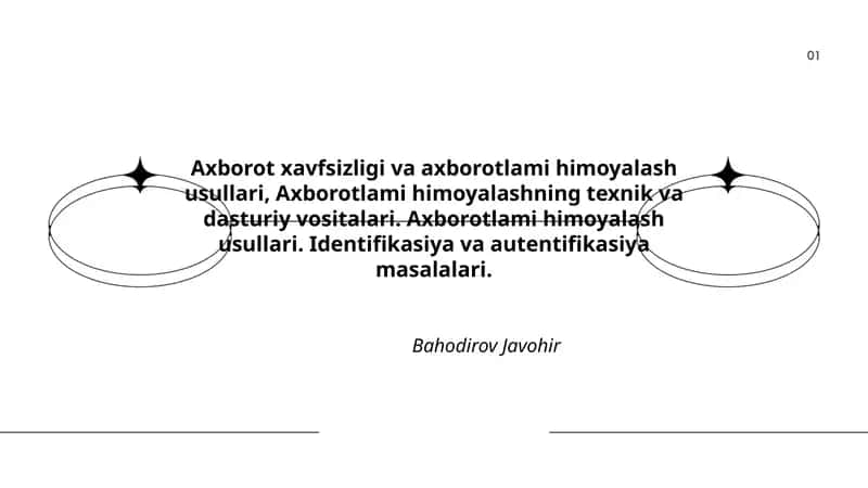 Axborot xavfsizligi va axborotlami himoyalash usullari 1