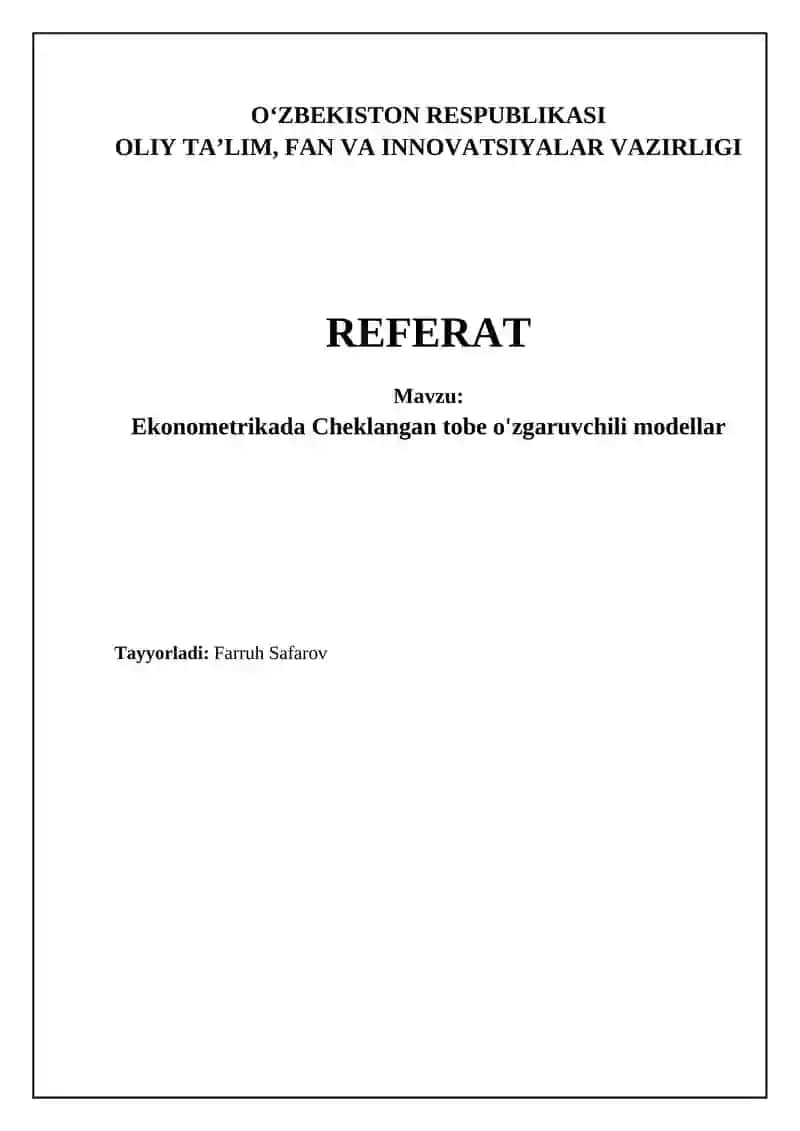 Ekonometrikada Cheklangan tobe o'zgaruvchili modellar