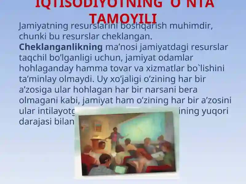 IQTISODIYOTNING O`NTA TAMOYILI