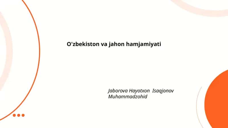 O'zbekiston va jahon hamjamiyati 1