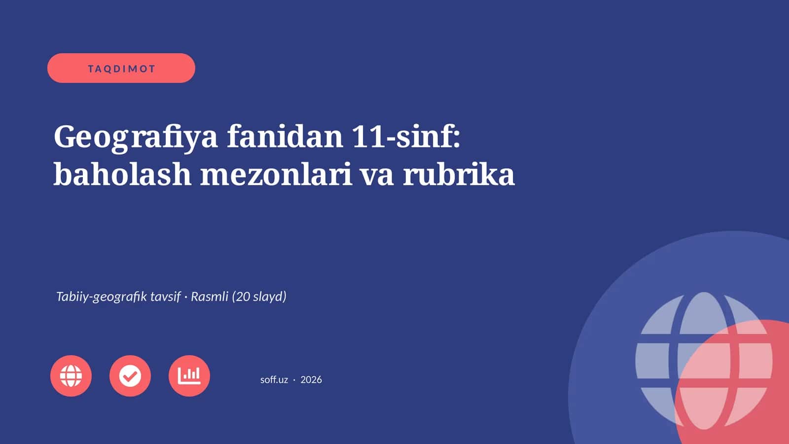 Geografiya fanidan 11-sinf: baholash mezonlari va rubrika 1