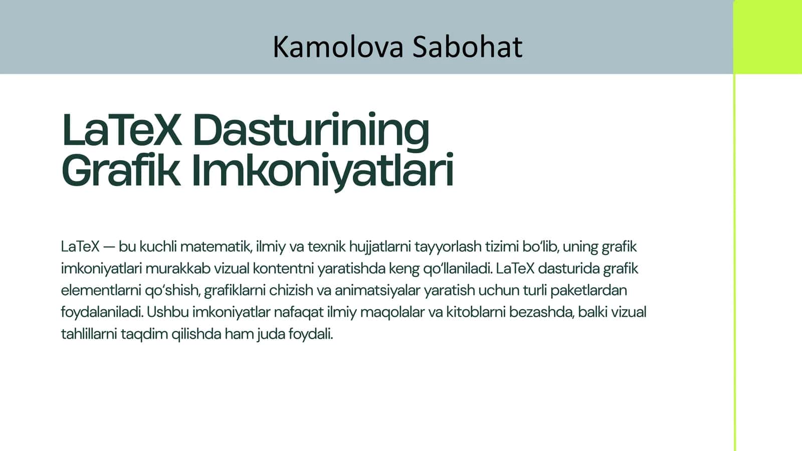 LaTeX Dasturining Grafik Imkoniyatlari 1