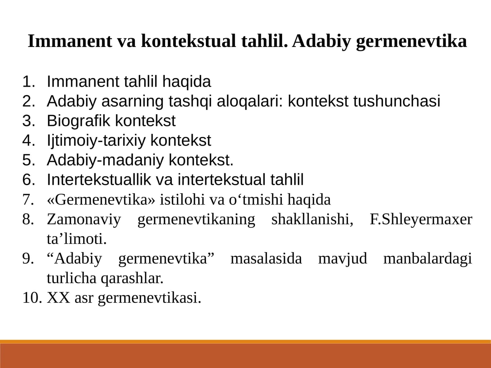 Immanent va kontekstual tahlil. Adabiy germenevtika 1