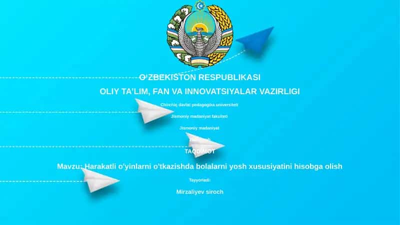 Harakatli o'yinlarni o'tkazishda bolalarni yosh xususiyatini hisobga olish