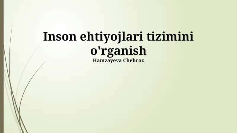 Inson ehtiyojlari tizimini o'rganish 1