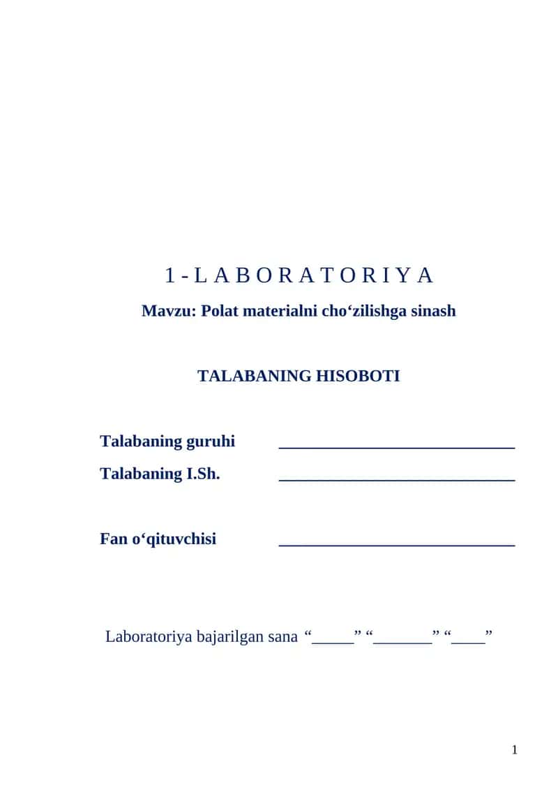 Polat materialni cho‘zilishga sinash 1