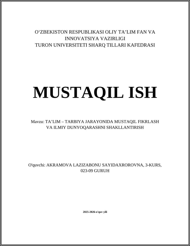 MUSTAQIL ISH 1