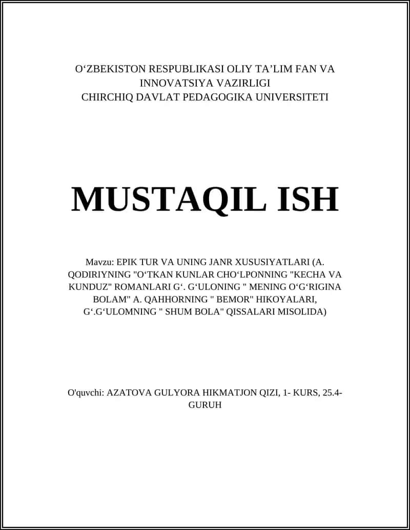 EPIK TUR VA UNING JANR XUSUSIYATLARI 1
