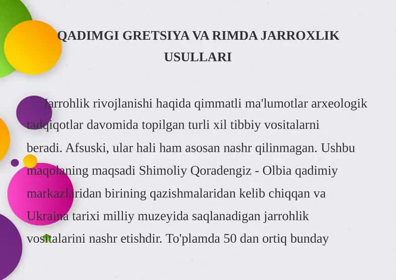 QADIMGI GRETSIYA VA RIMDA JARROXLIK USULLARI 1