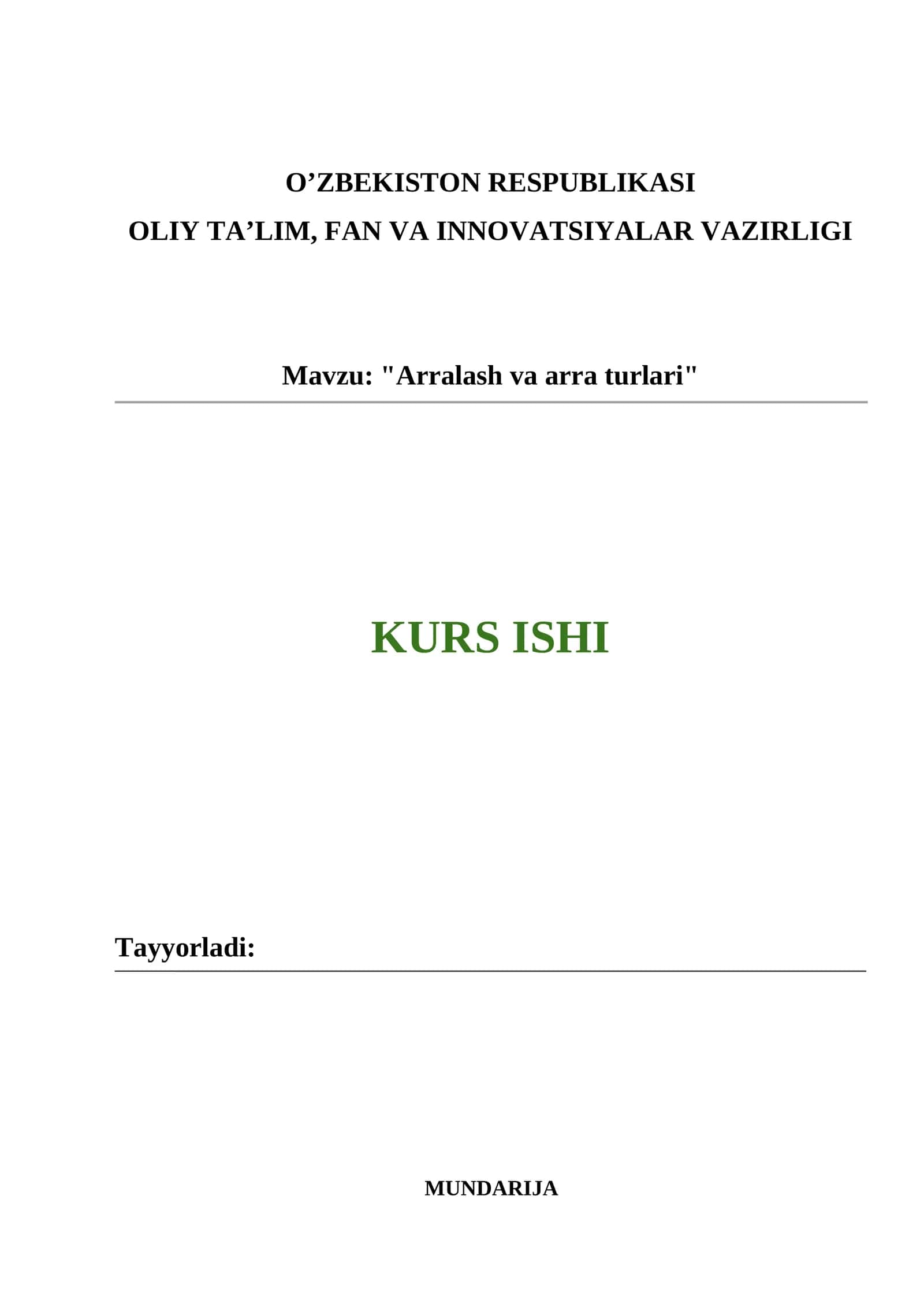 Arralash va arra turlari 1