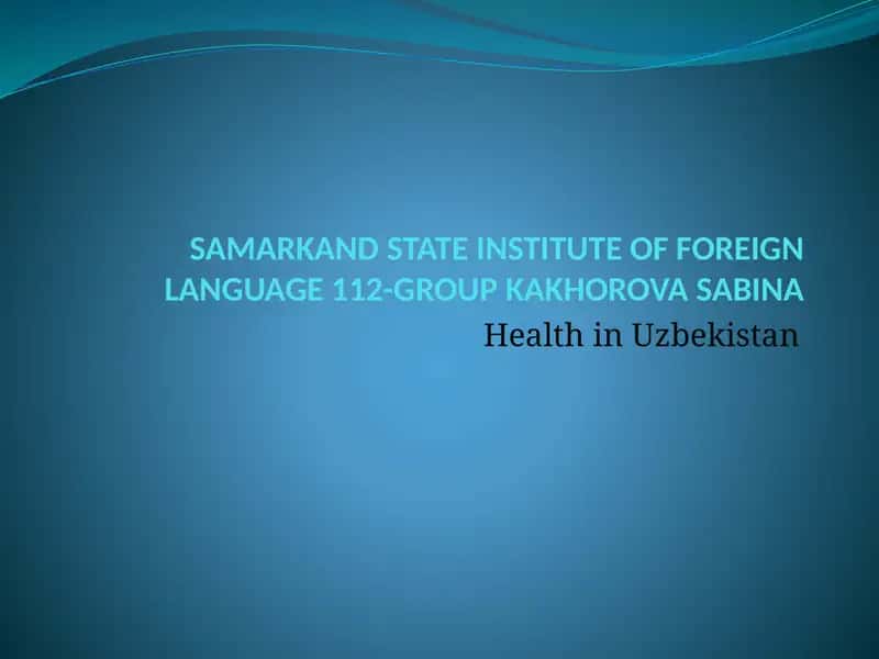 Health in Uzbekistan 1
