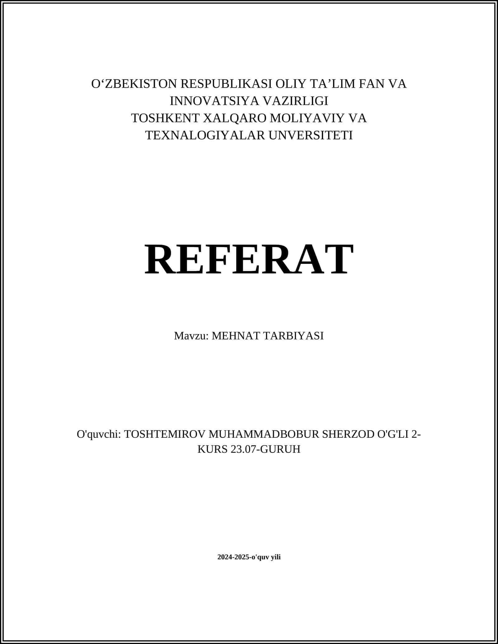 MEHNAT TARBIYASI 1