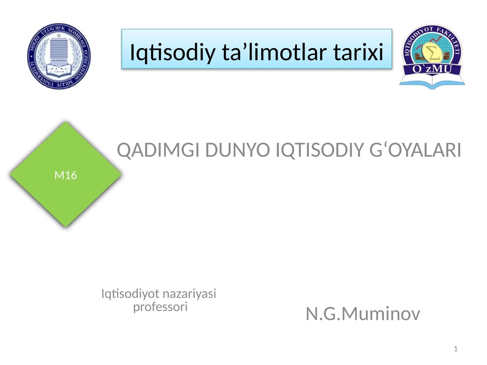 QADIMGI DUNYO IQTISODIY G‘OYALARI 1