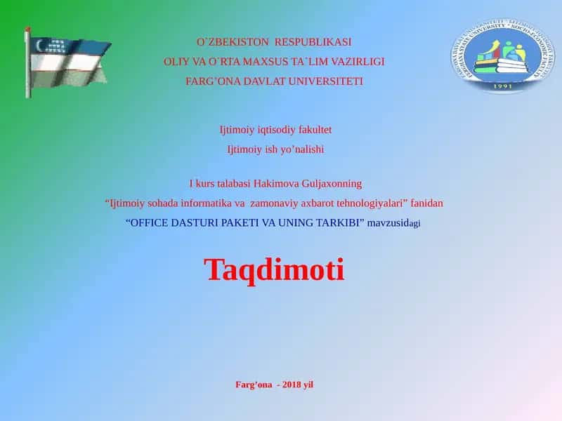 OFFICE DASTURI PAKETI VA UNING TARKIBI 1
