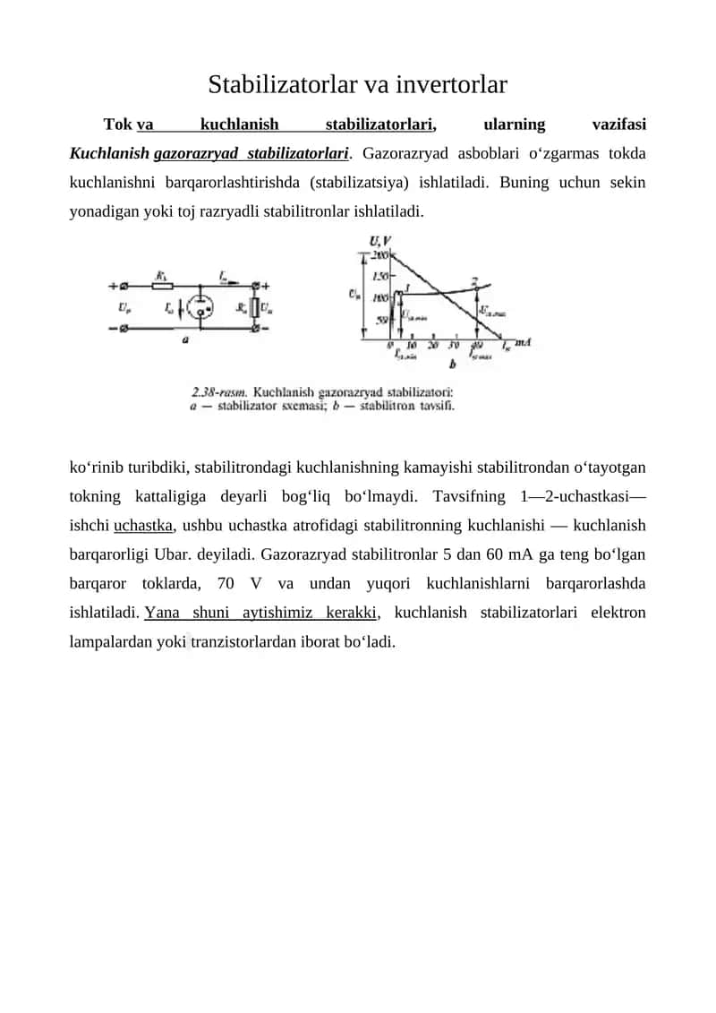 Stabilizatorlar va invertorlar 1