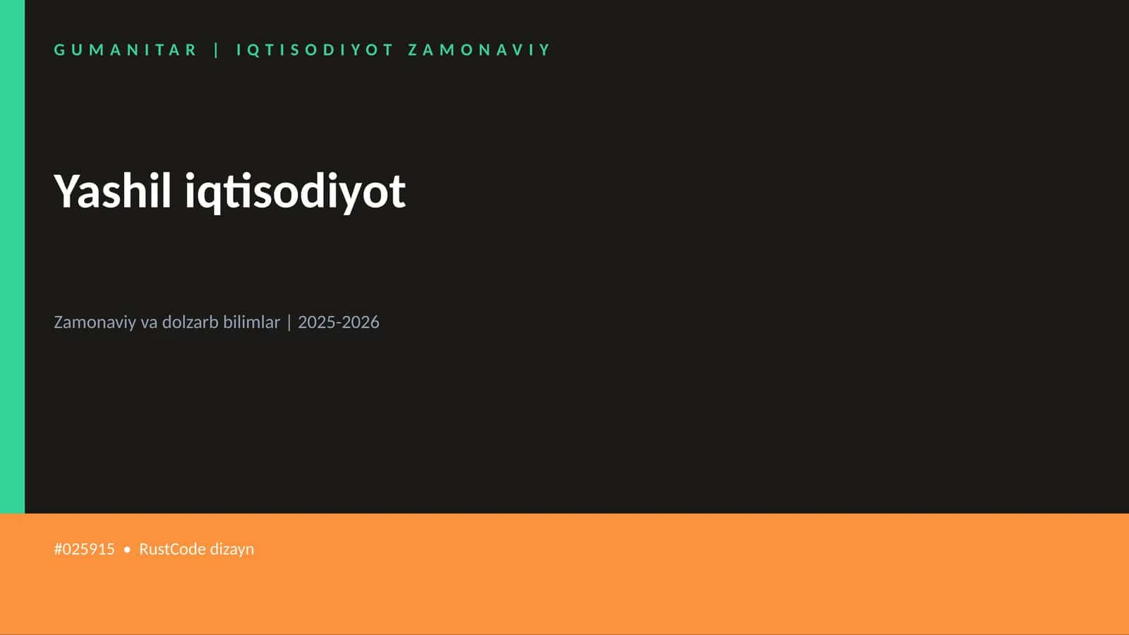 Yashil iqtisodiyot 1