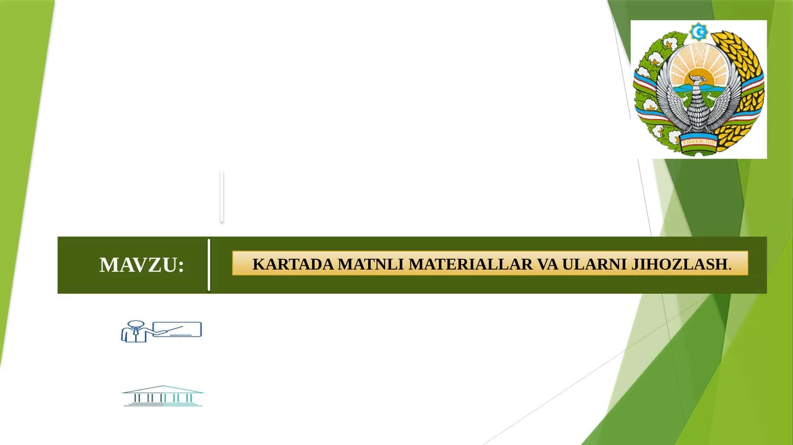 KARTADA MATNLI MATERIALLAR VA ULARNI JIHOZLASH 1