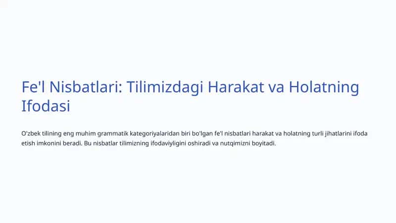 Fe'l Nisbatlari 1