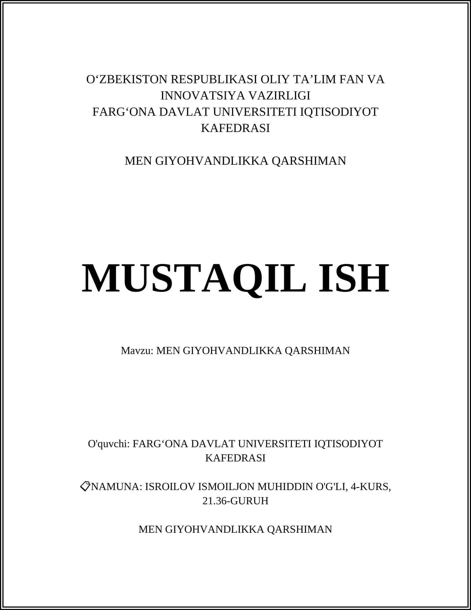 MEN GIYOHVANDLIKKA QARSHIMAN 1