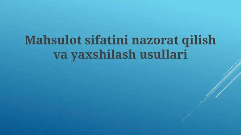 Sifat nazoratining asoslari 1
