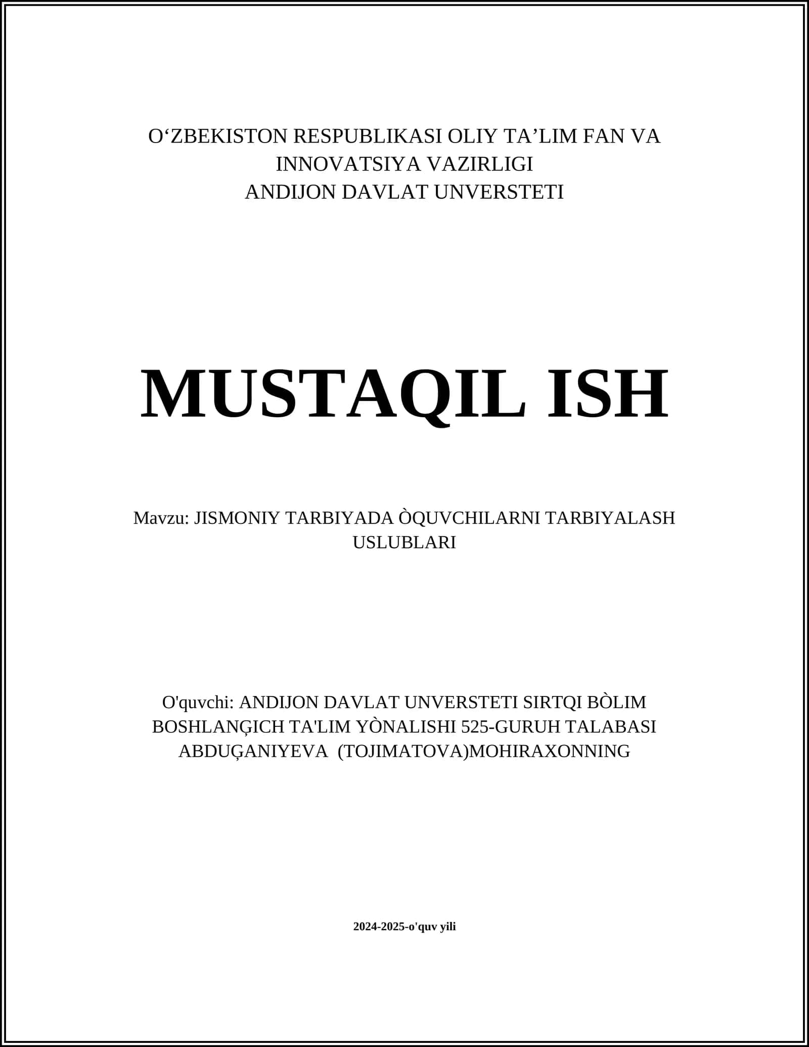 JISMONIY TARBIYADA ÒQUVCHILARNI TARBIYALASH USLUBLARI 1