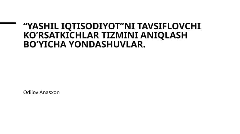 Yashil iqtisodiyot 1