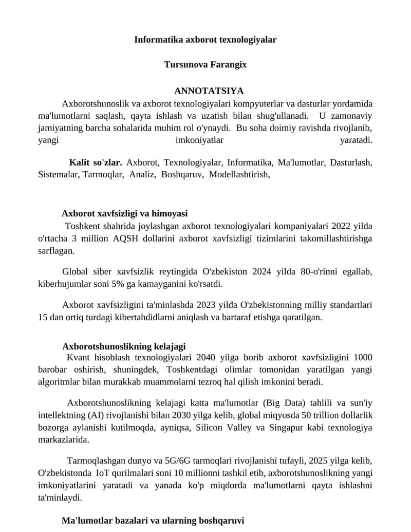 Informatika axborot texnologiyalar 1