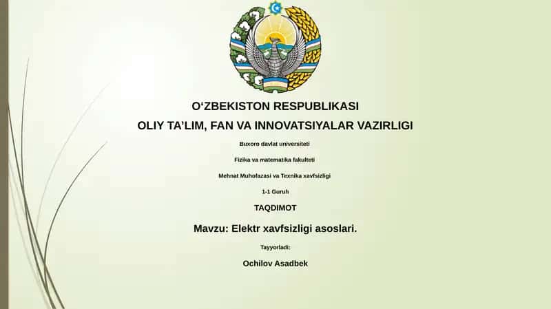 Elektr xavfsizligi asoslari 1