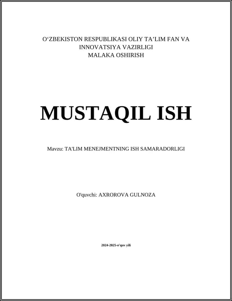 TA'LIM MENEJMENTNING ISH SAMARADORLIGI 1