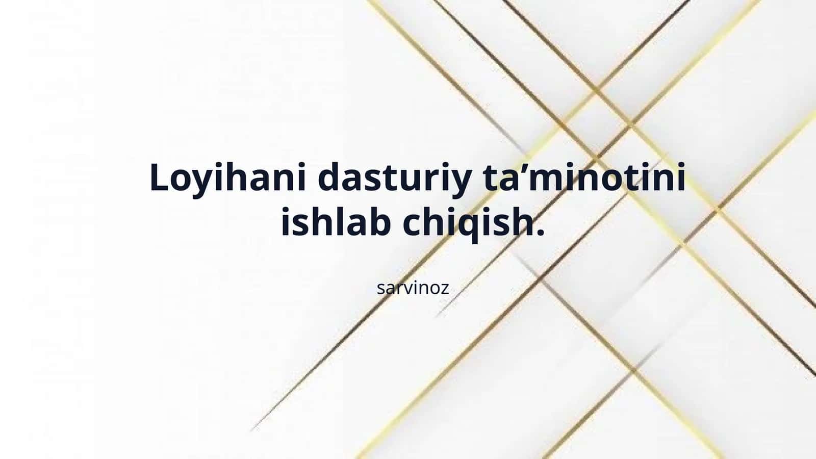 Loyihani dasturiy ta’minotini ishlab chiqish. 1