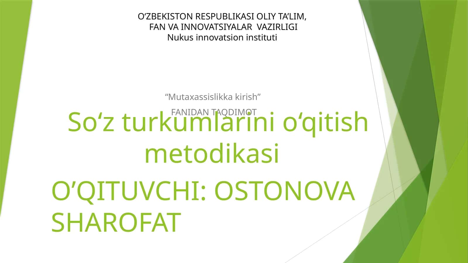So‘z turkumlarini o‘qitish mеtodikasi 1