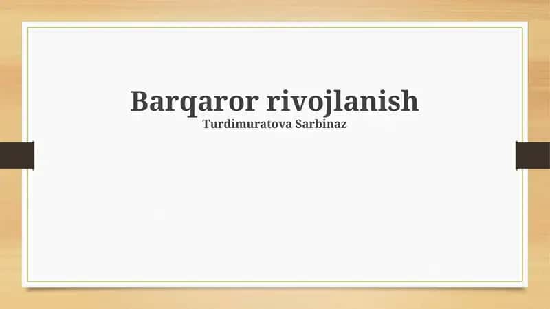 Barqaror rivojlanish 1