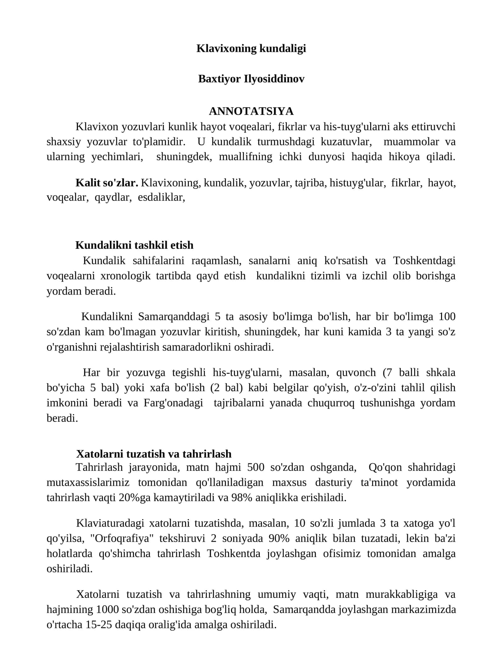 Klavixoning kundaligi 1