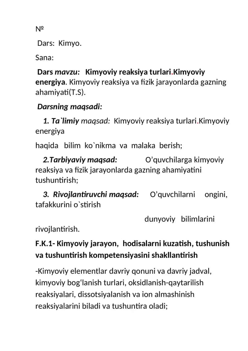 Kimyo Darsi 1