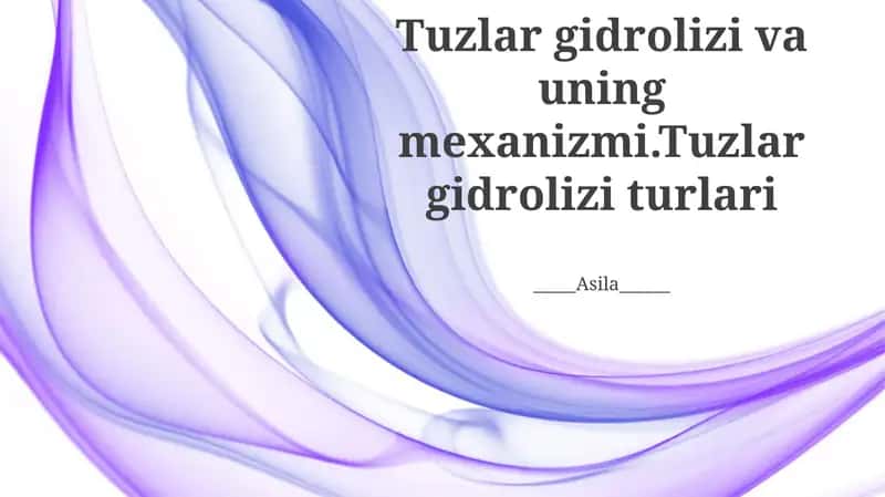 Tuз gidrolizi va uning mexanizmi 1