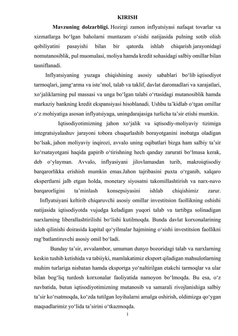 Inflyatsiya tushunchasi va turlari. 1