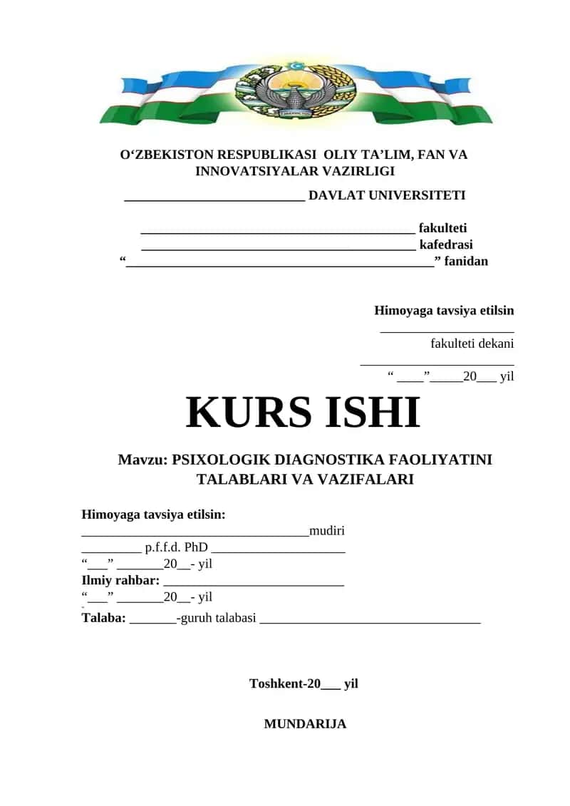 PSIXOLOGIK DIAGNOSTIKA FAOLIYATINI TALABLARI VA VAZIFALARI 1